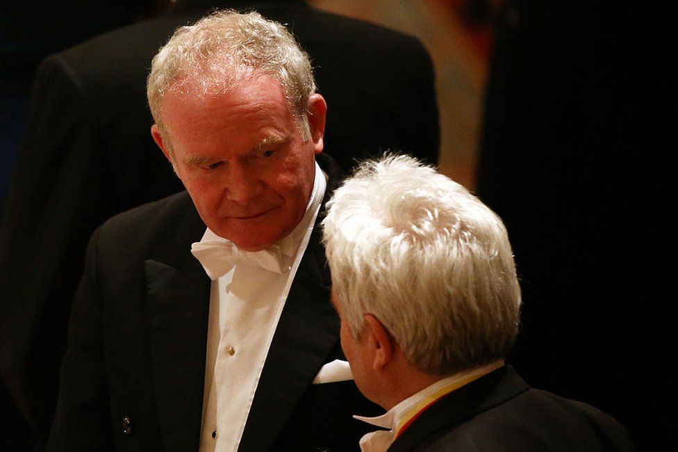 Martin McGuiness at the 2014 state banquet for Irish Prime Minister Enda Kelly