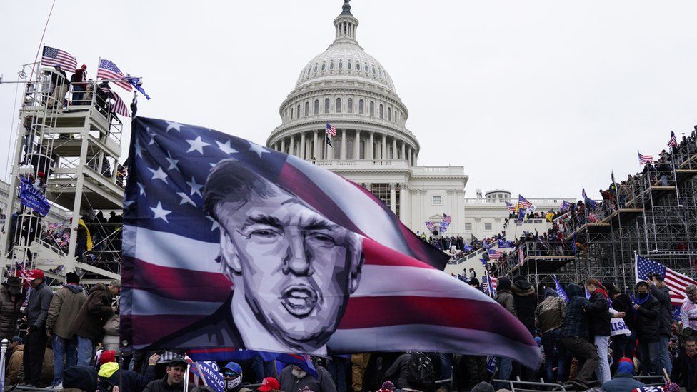 Pro-Trump protesters storm the grounds of the US Capitol, in Washington, DC, USA, 06 January 2021.