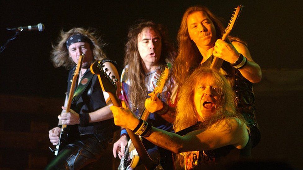 Iron Maiden members - Adrian Smith, Steve Harris, Dave Murray, Janick Gers