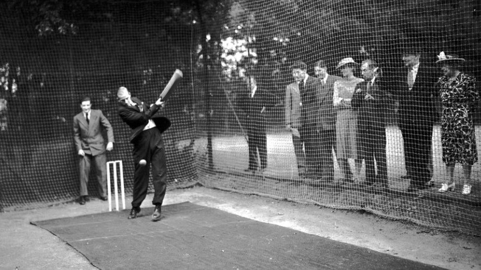 Prince Philip playing cricket for National Playing Fields Association event in Woodford Green (1949)