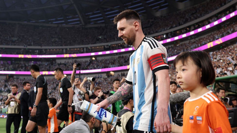 Lionel Messi at the Workers Stadium