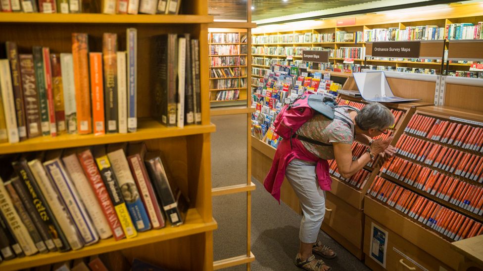 Woman in a public library