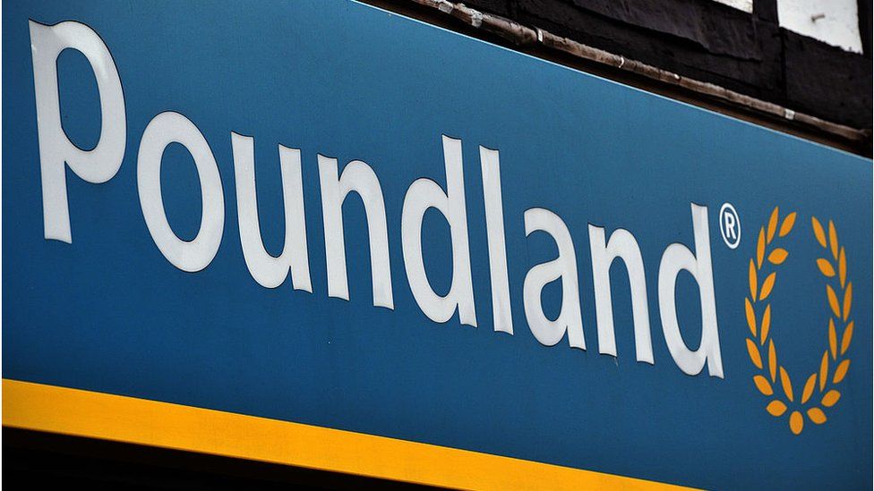 Poundland hoarding above shop