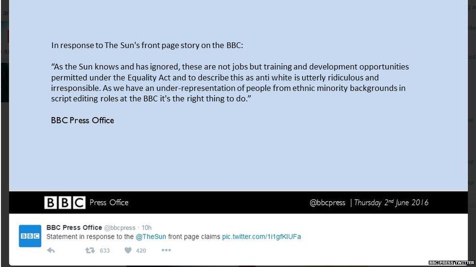 BBC Press Office statement