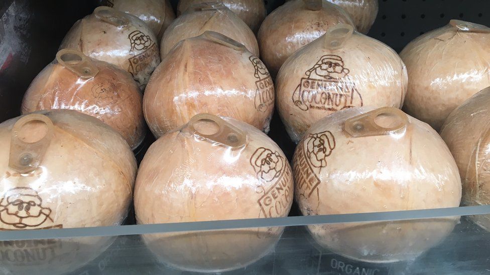 Genuine Coconuts on sale in Sainsbury's in Bristol