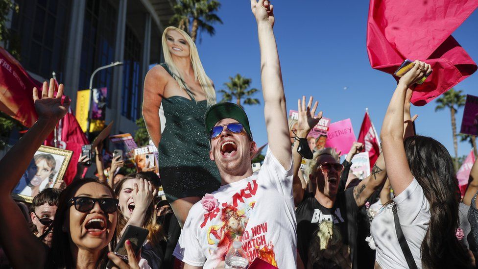 Britney Spears fans celebrated the news outside the Los Angeles court