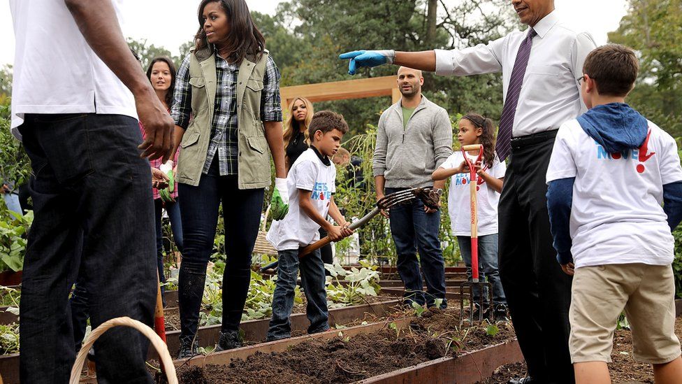 First Lady Michelle Obama - working in her garden