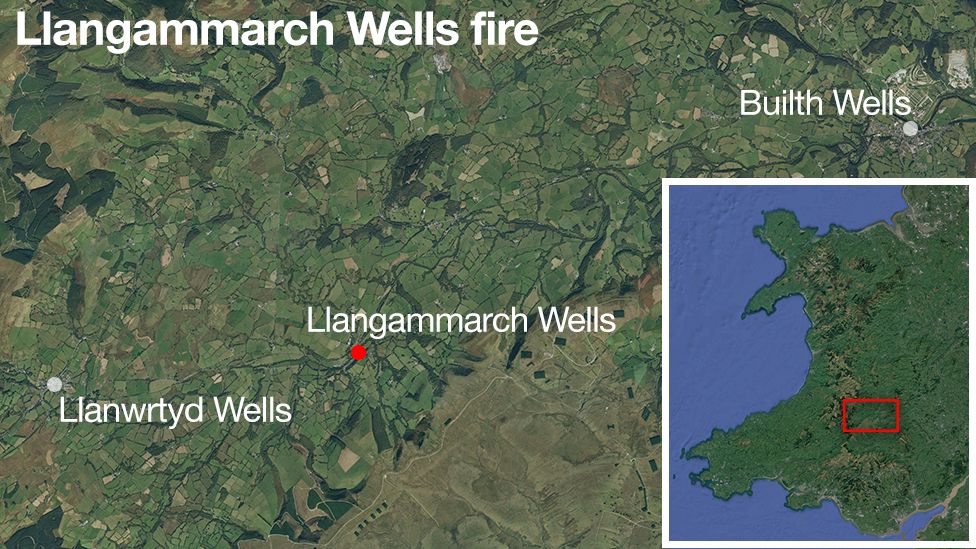 A map showing the location of Llangammarch Wells