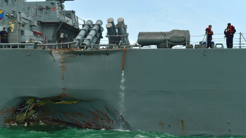 USS John S McCain after the collision