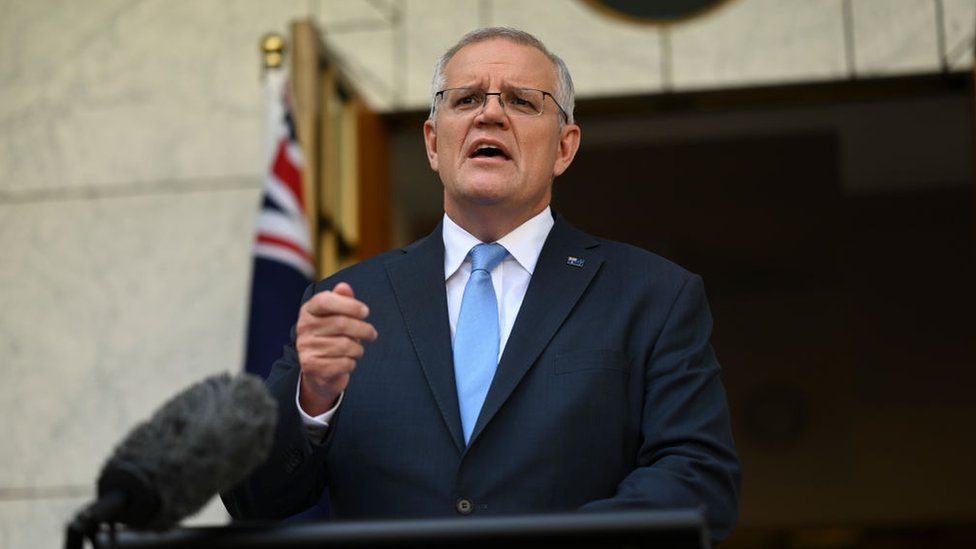 Prime Minister Scott Morrison Announces Date For 2022 Federal Election April 10, 2022 in Canberra, Australia.