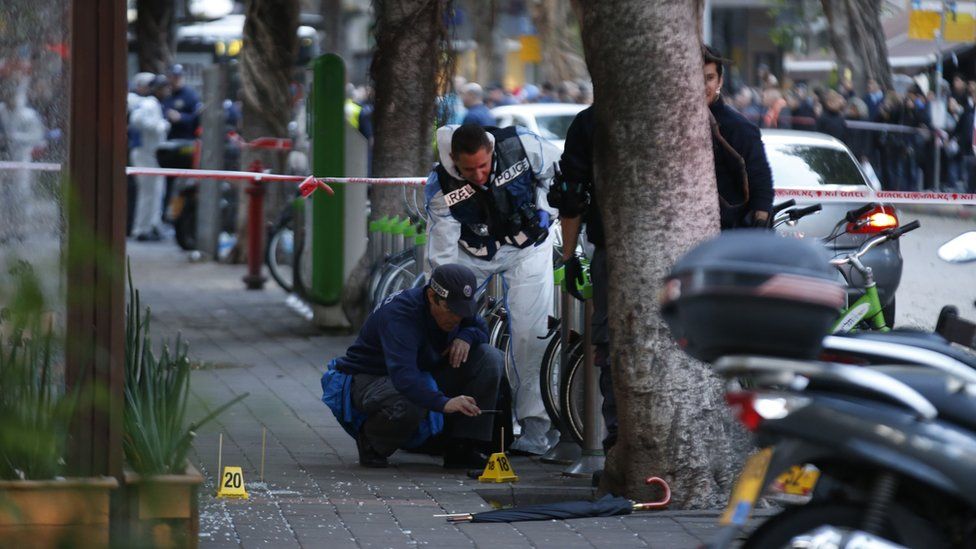 Police forensic teams working at the scene (1 Jan 2016)