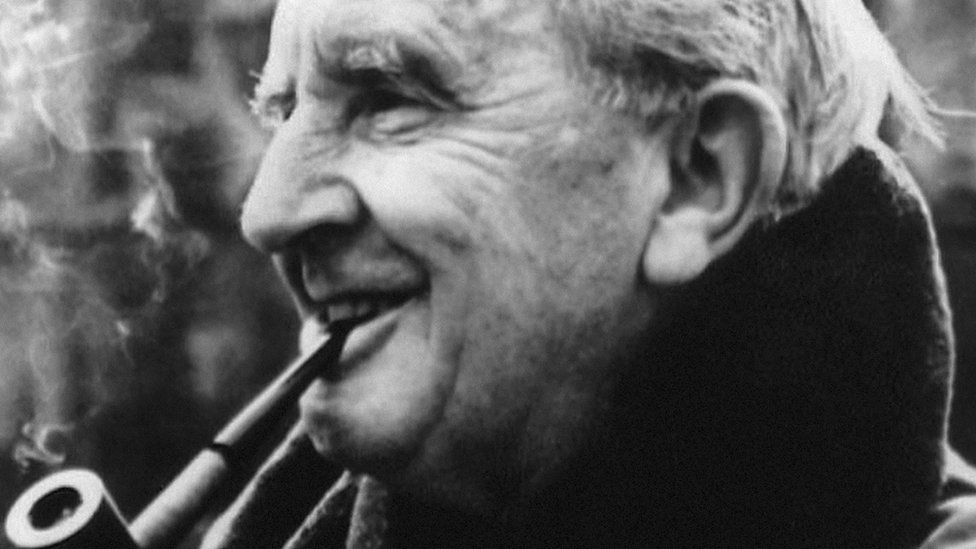 JRR Tolkien smoking a pipe