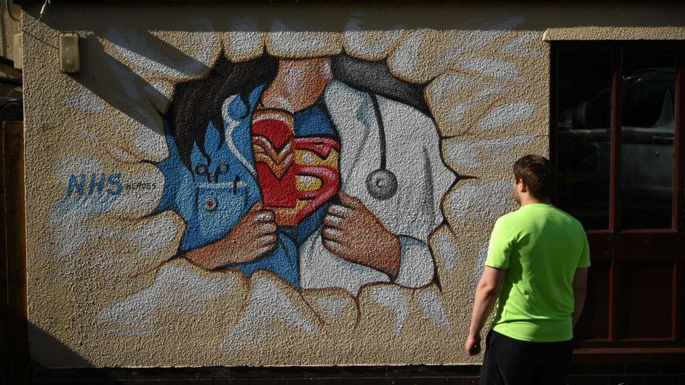 Graffiti Of Nhs Worker As Superhero