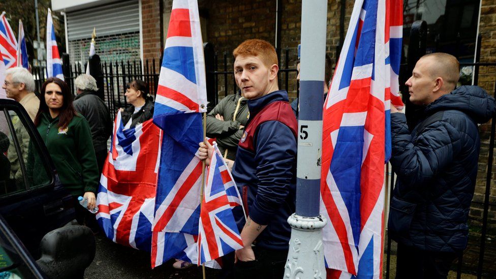 Supporters of the far right Britain First group promoted by Donald Trump