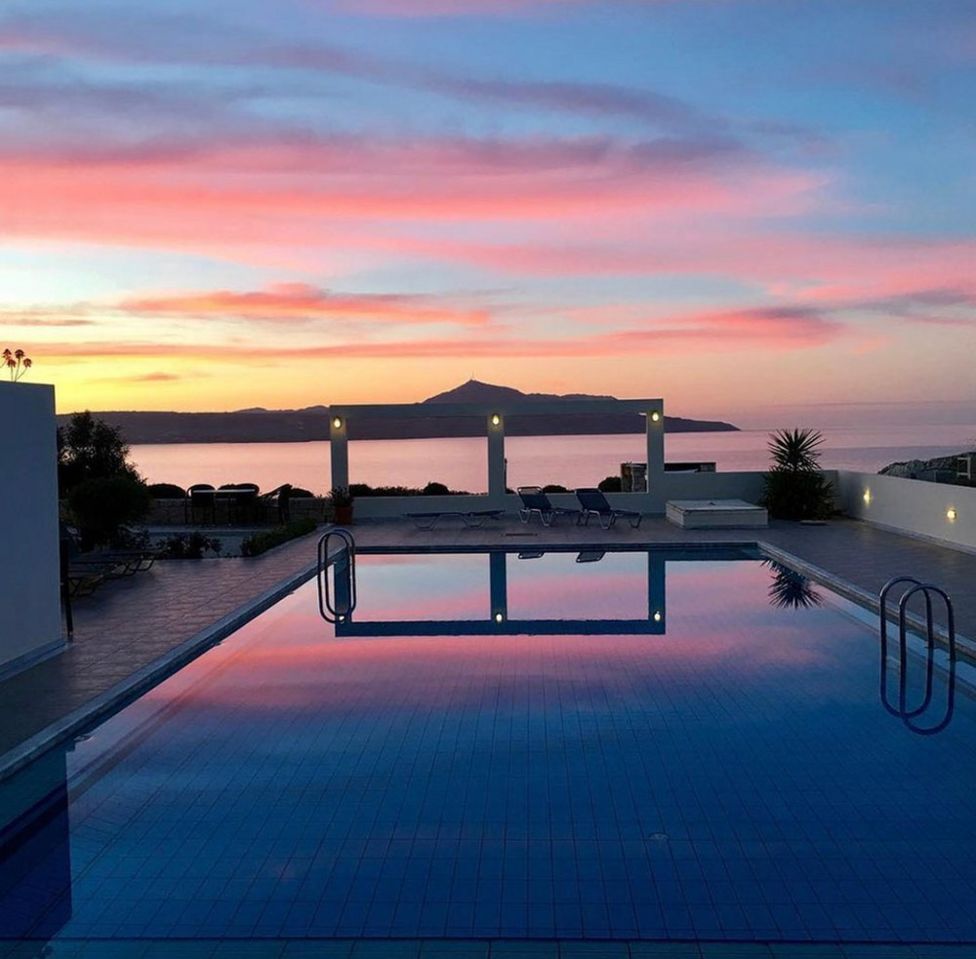Sunset over a pool