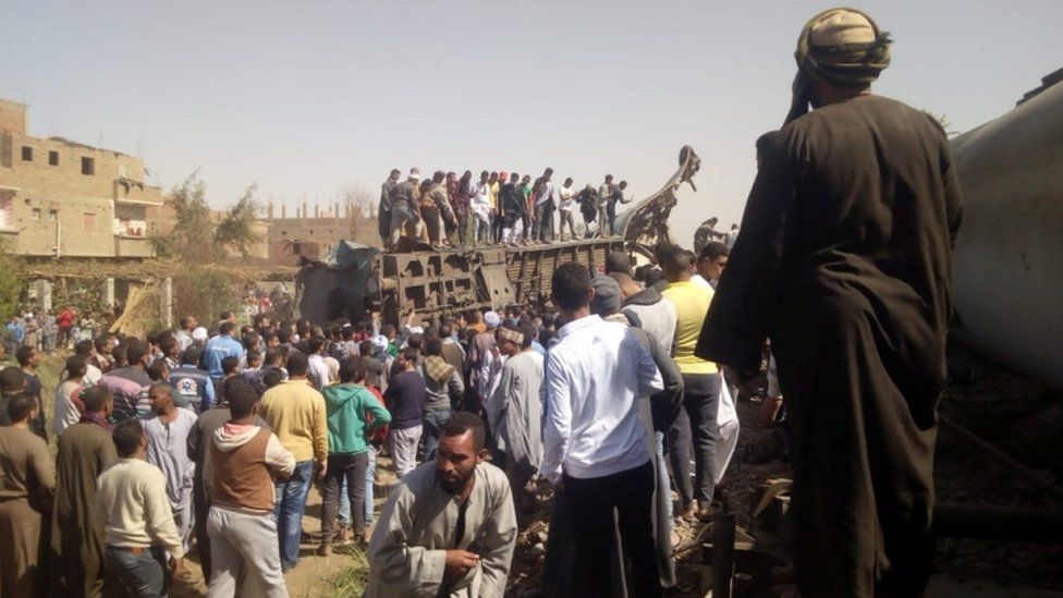 Aftermath of the train crash in Egypt