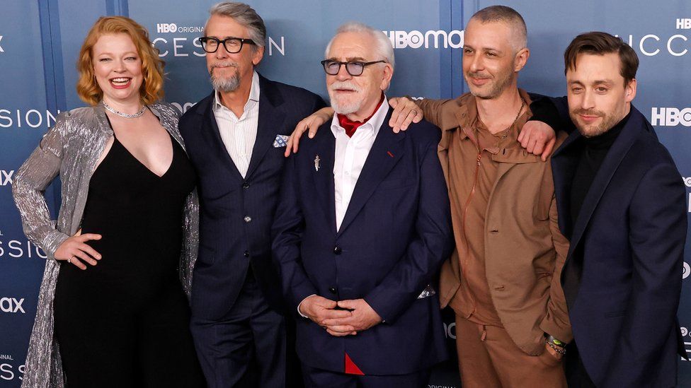 Sarah Snook, Alan Ruck, Brian Cox, Jeremy Strong, and Kieran Culkin attend the Season 4 premiere of HBO's "Succession" at Jazz at Lincoln Center on March 20, 2023 in New York City