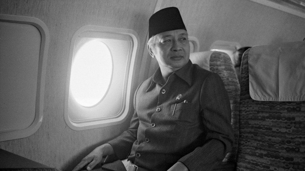 Suharto on board of his private plane during his trip in Java, Indonesia on February 3rd, 1978