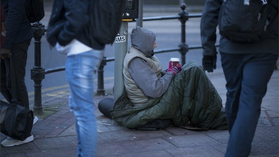 Rough sleeper in Manchester city centre