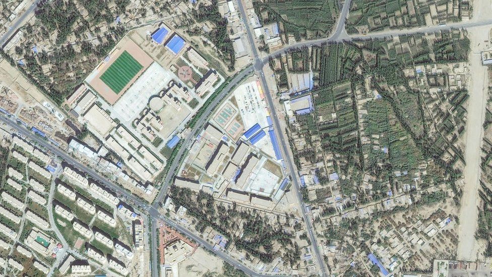 Maxar satellite image of Hotan re-education centre