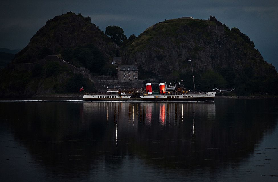 The Waverley passes Dumbarton Castle