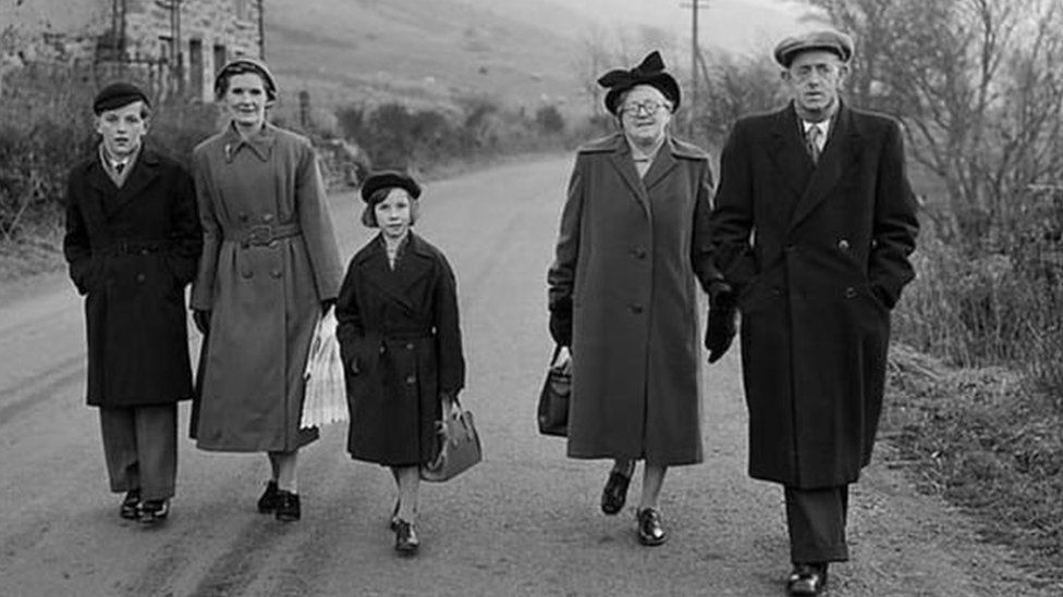 A family leaving Capel Celyn for the last time in 1956