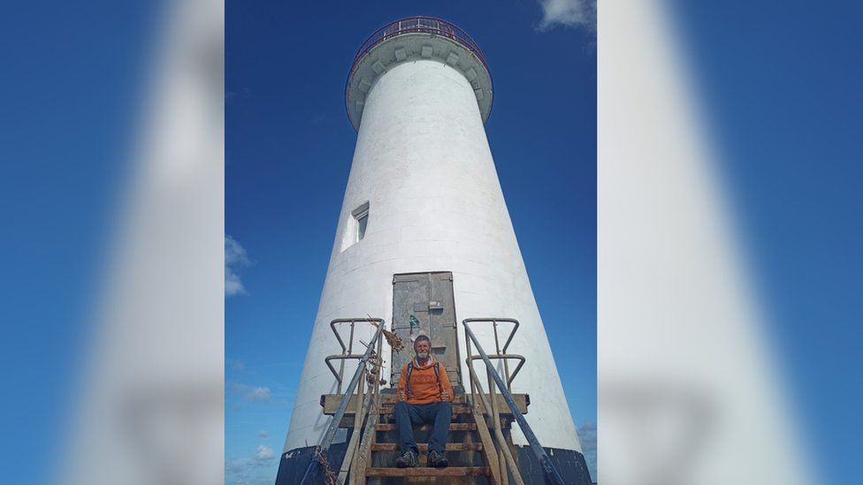 Jim Morton at Point of Aye Lighthouse, Prestatyn