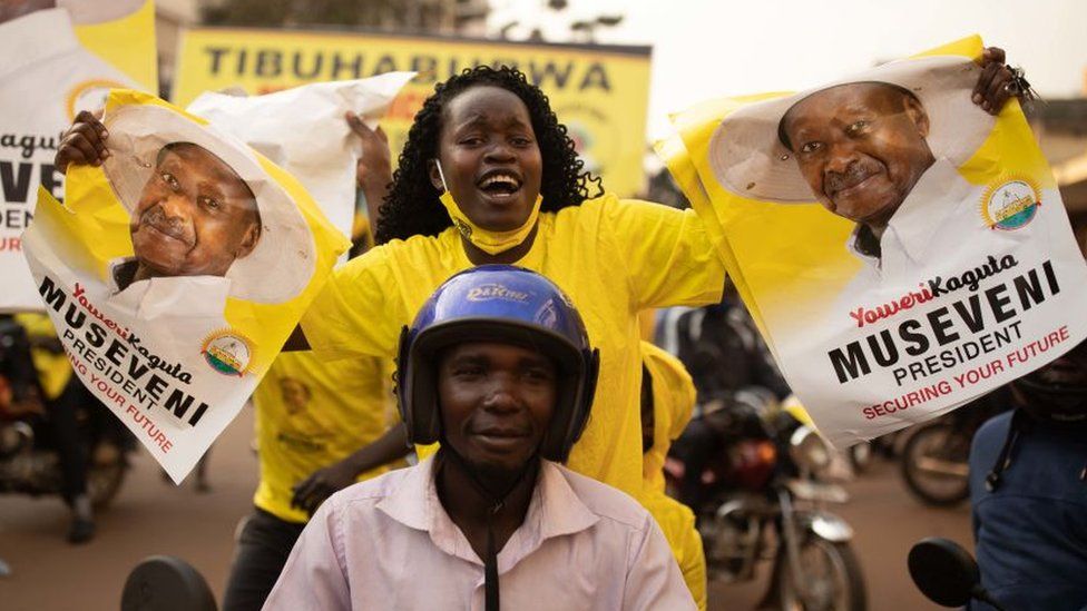 Celebrating Yoweri Museveni's victory