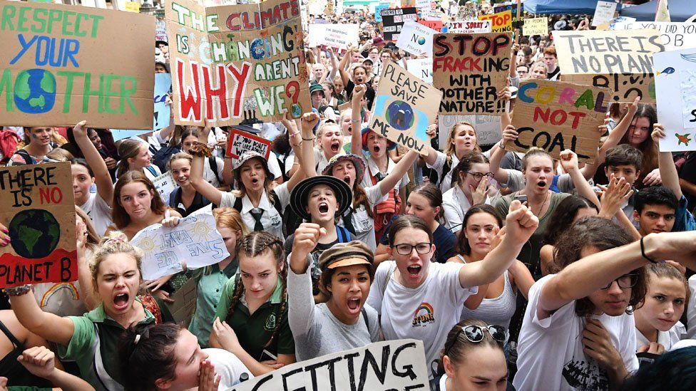 Students protesting in Australia