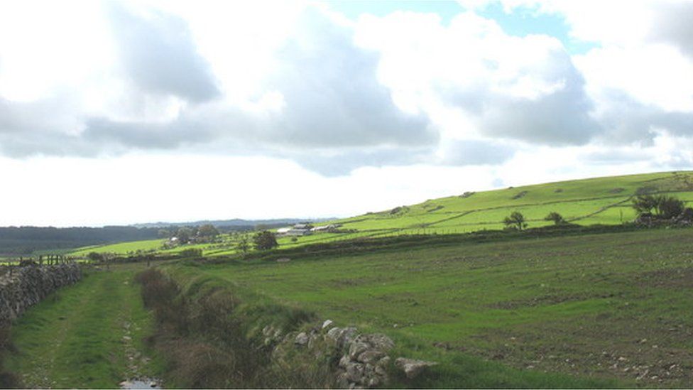 Farmland near the site of the proposed wind turbine
