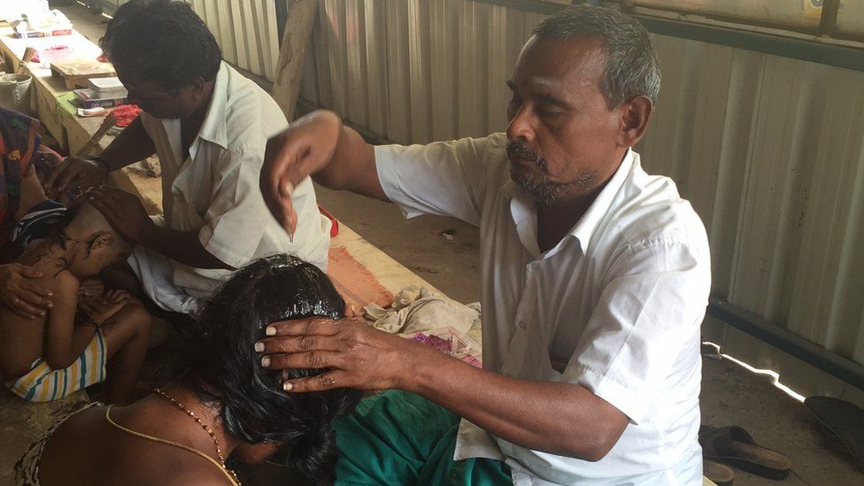 indian long hair women head shave