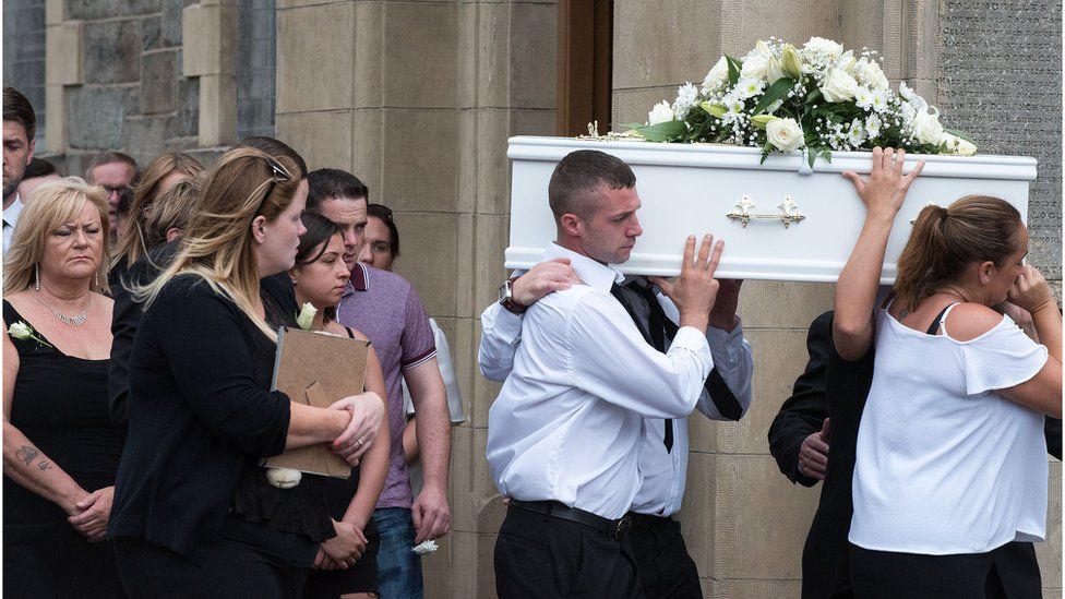 The funeral mass took place at St Columba's Church