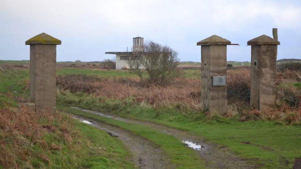 Gateposts to former Nazi camps SS Lager Sylt on Alderney