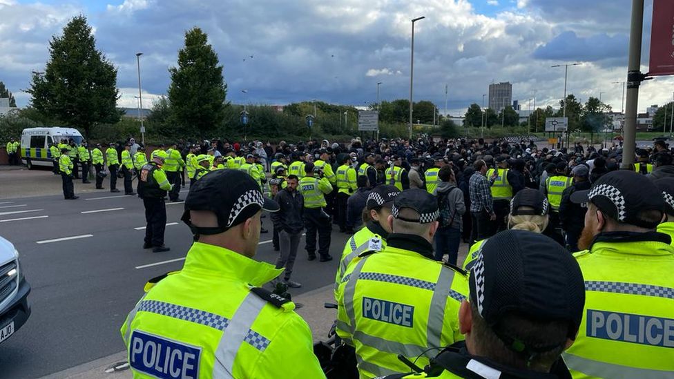 Police facing protestors