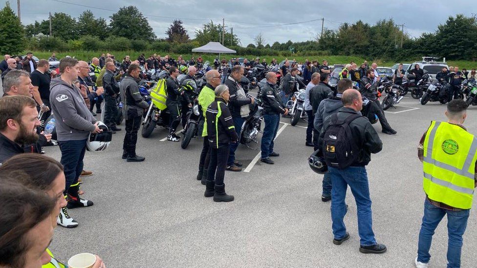 A hundred bikers gather to take part in a special motorcycle ride