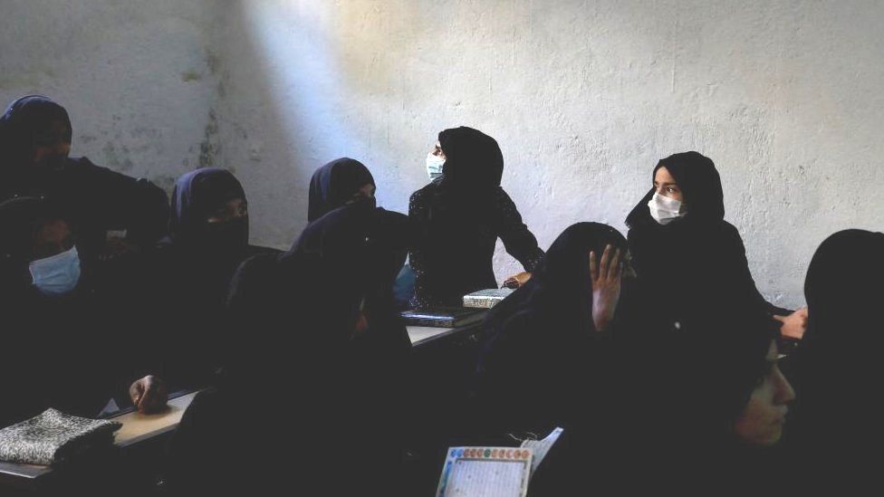 Afghan women in a religious school