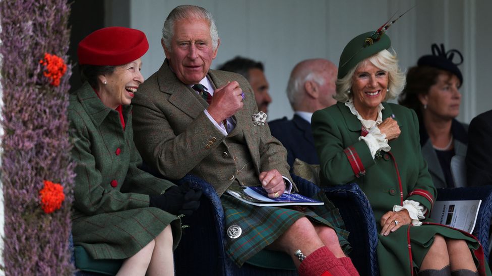 Anne, the Princess Royal, Charles and Camilla at the Braemar Games in September 2022