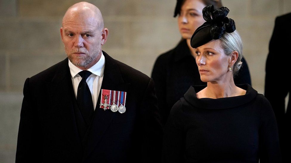 Mike and Zara Tindall at the Queen's funeral