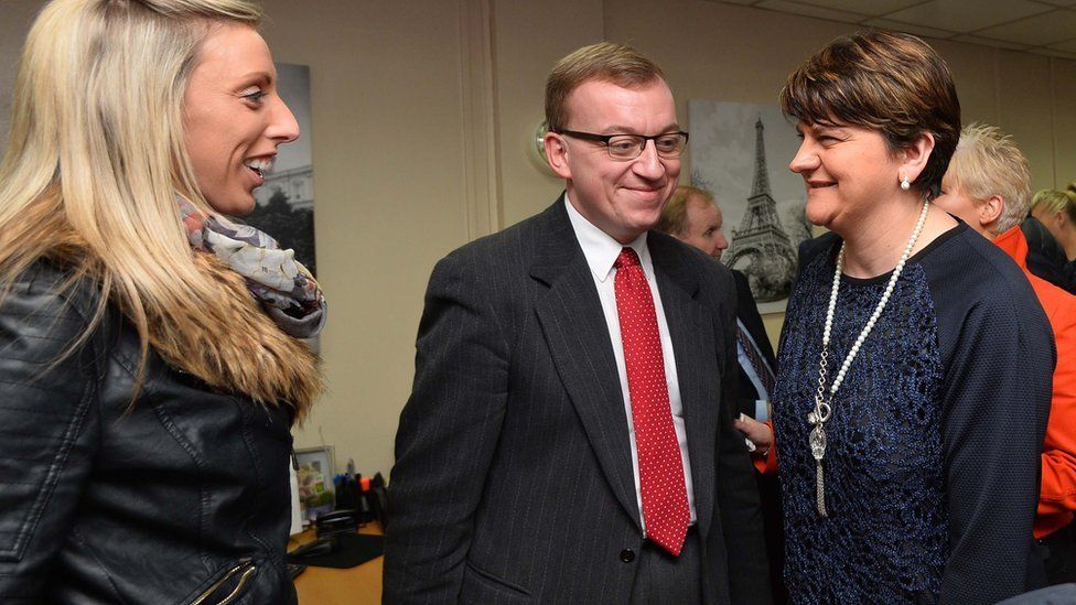 Christopher Stalford with Arlene Foster and Carla Lockhart