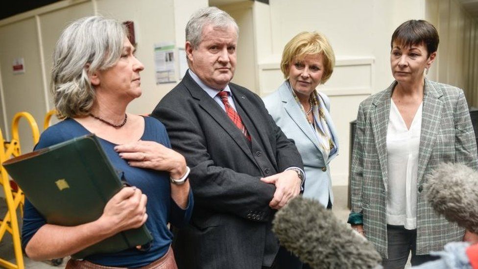 Plaid Cymru MP Liz Saville-Roberts, SNP MP Ian Blackford, MP Independent Group for Change Anna Soubry and Green Party MP Caroline Lucas