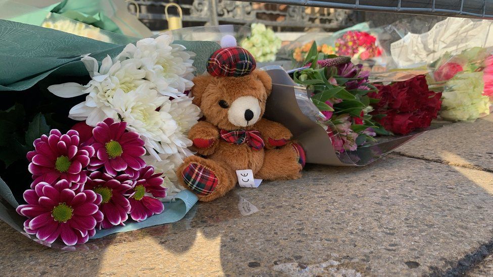 Floral tributes were left at the scene on Princes Street