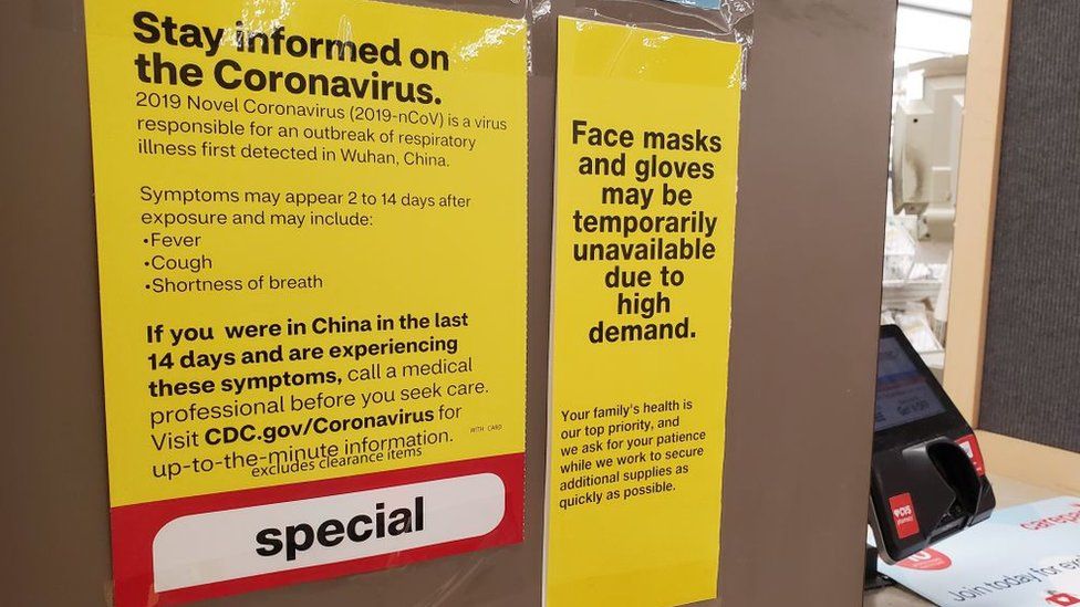 A pharmacy in California warns of shortages in gloves and masks