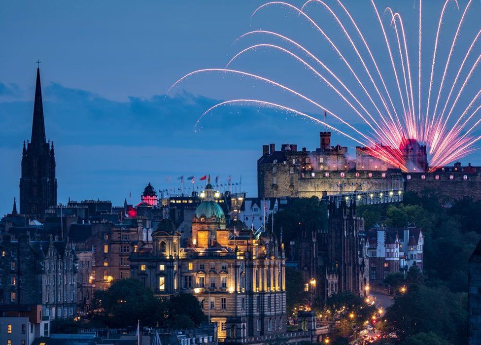 fireworks over the Edinburgh skyline