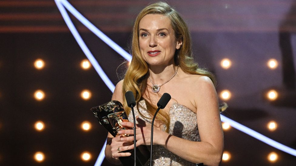 Kerry Condon accepting her Bafta