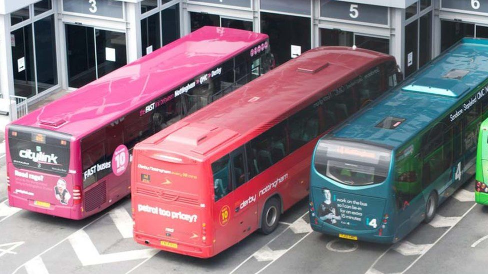 Buses at Derby bus station