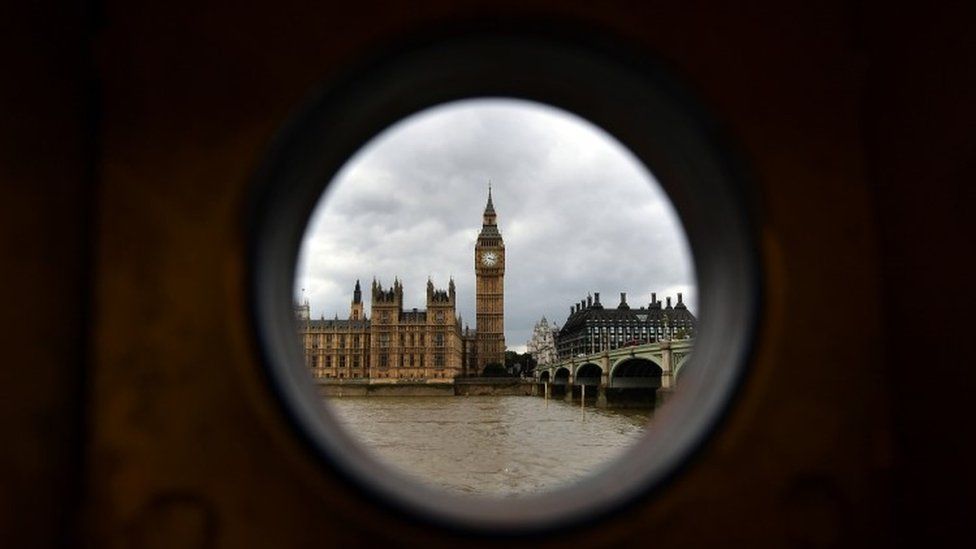 Unusual view of the Houses of Parliament