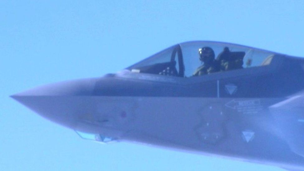 F-35 jet in mid-flight
