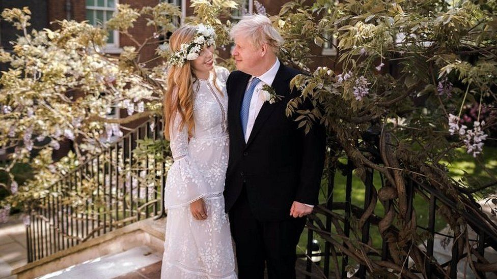 Boris and Carrie Johnson after their wedding in May