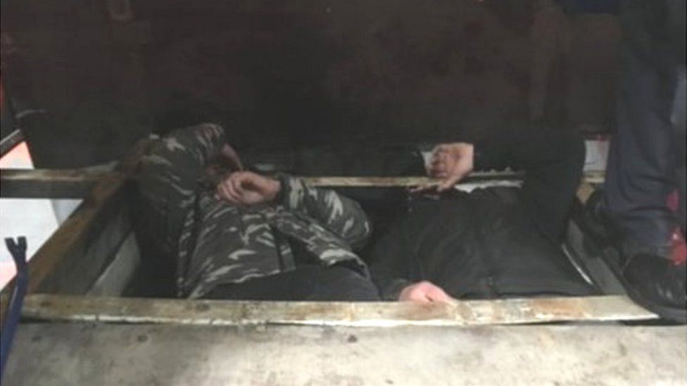 Two Albanian men concealed in a hidden compartment in a flatbed lorry stopped at Dover docks