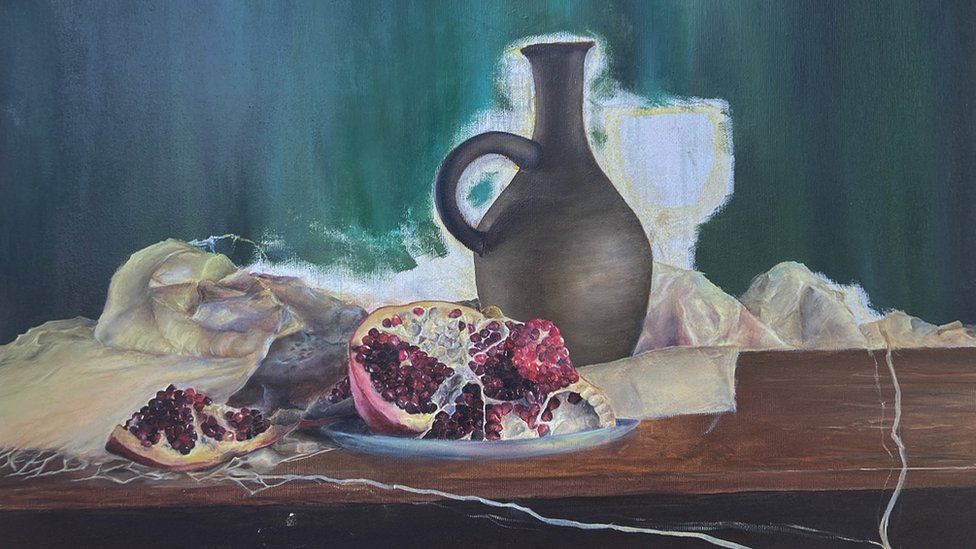 Unfinished Still-life with a Pomegranate, by Vlada Zabielina